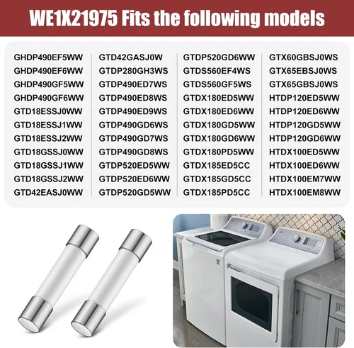 Miniatura 6 de WE1X21975 - Fusible de cerámica para secadora GE Hotpoint de 30 amperios, 250 voltios, reemplazo de fusible de secadora 3AB, AP5957584 428223