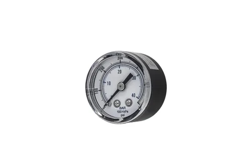 Miniatura 4 de PIC Gauges 102D-158B-GL Medidor de presión en seco de montaje trasero central con caja de acero negro, internos de latón, bisel cromado, lente