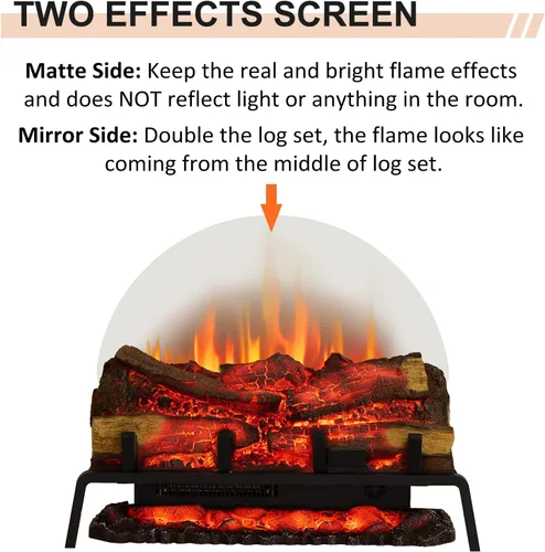 Miniatura 6 de PuraFlame 27" Chimenea eléctrica independiente con juego de leña, inserto, calentador de 750W/1500W, 6 colores de llama con 5 niveles de brillo