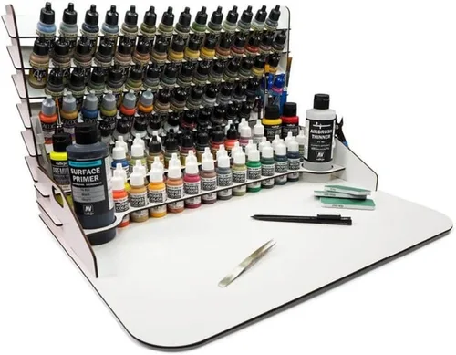 Miniatura 8 de Vallejo - Expositor de Pintura Montado en Pared para la Organización de Pinturas Acrílicas para Modelos a Escala y Miniaturas Contiene 43 Botellas