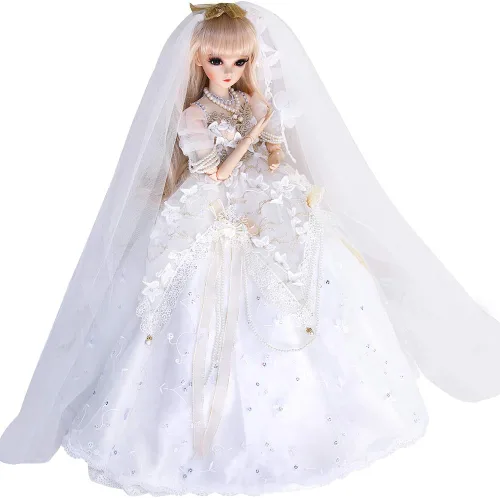 Miniatura 10 de UCanaan BJD Muñeca, Muñecas SD 1/3 de 24 pulgadas, 18 muñecas articuladas con bolas, juguetes para armar con atuendo, zapatos, peluca, cabello