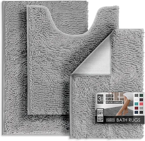 Miniatura 87 de Hearth & Harbor Alfombras de baño, tapete de baño de chenilla - Alfombras de baño lavables a máquina para baño con respaldo antideslizante de goma
