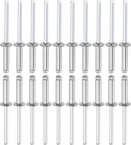 Miniatura 14 de DTGN Remaches ciegos de 0.126 in x 0.197 in (DxL) – Paquete de 100 – Bueno para la unión de maquinaria – Remache de extremo abierto de cúpula