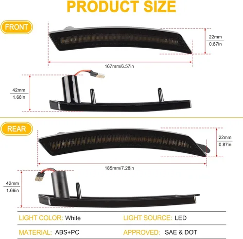 Miniatura 5 de Gempro Luces LED de Marcador Lateral Delanteras y Traseras Luces de Marcador de Guardabarros para MINI Cooper 2008-2014 R55 R56 R57 R58 R59 R60 R61