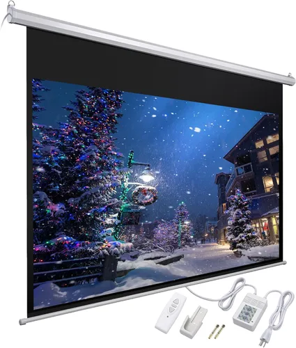 Yescom Pantalla de proyección motorizada de 92 pulgadas con control remoto 16:9 4K 3D HD Pantalla de proyector eléctrico montado en la pared techo