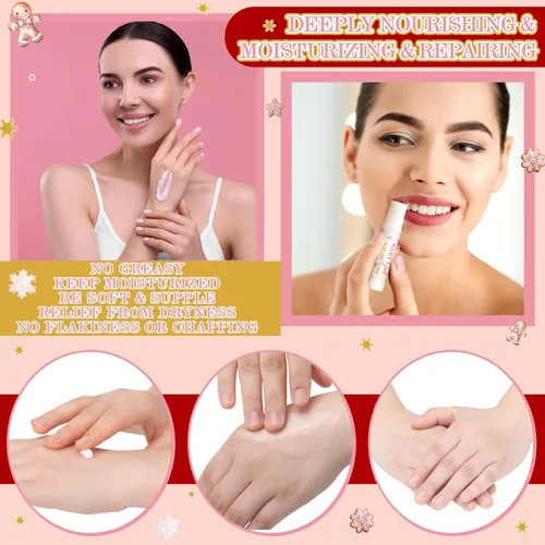 Miniatura 5 de 24 juegos de crema de manos y bálsamo labial para baby shower, regalo de Navidad, baby shower, regalos de fiesta, tamaño de viaje, loción de manos