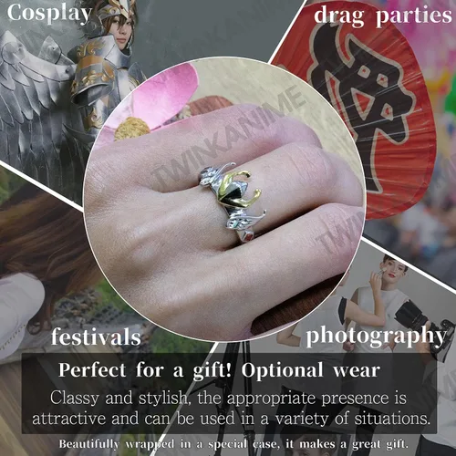 Miniatura 4 de TWINKANIME All 6 S925 Silver Ring Anime Sagittarius for Cosplay Open Band Adjustable Ring for Cosplay Prop