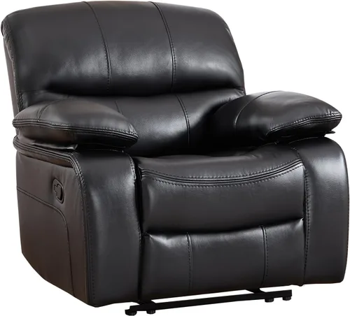 Miniatura 7 de EBELLO Americana - Silla reclinable manual de piel sintética, sofá reclinable individual minimalista con reposapiés, reposacabezas y reposabrazos