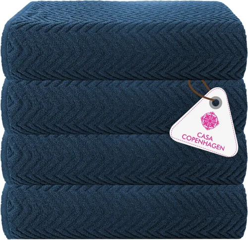 Miniatura 18 de CASA COPENHAGEN Solitaire - Juego de 6 toallas de 100% algodón egipcio, tamaño grande, color azul polvoriento, 21.16 oz/m², 2 toallas de baño, 2