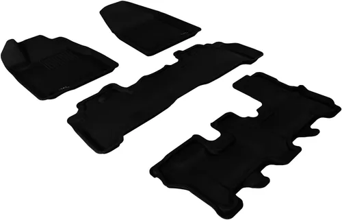 Miniatura 10 de 3D MAXpider, juego completo de tapetes para piso, ajustable, para todos los climas, para modelos selectos de Acura MDX, de caucho de Kagu Rubbe Negro