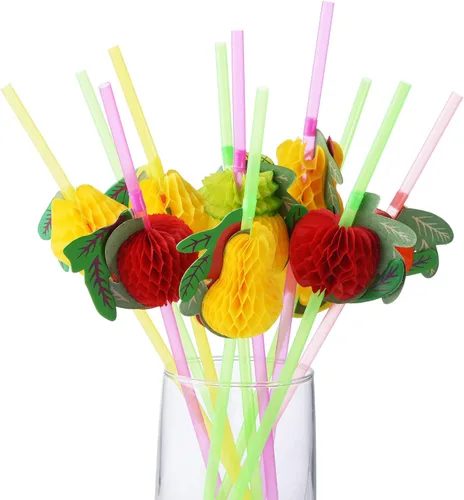 Miniatura 10 de ALINK 50 pajitas de árbol de coco, suministros de decoración de fiesta hawaiana para cóctel de playa Luau Diseño de árbol de coco