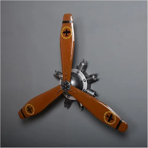 Decoración de pared de hélice de avión de metal, hélice mecánica KTV de montaje en pared de viento industrial retro, escultura de pared de hierro