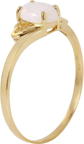 Miniatura 2 de Galaxy Gold GG Anillo de oro amarillo sólido de 14 quilates con forma ovalada Ópalo natural GRADO AAA