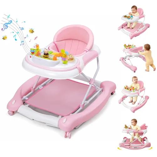 Miniatura 8 de Andador de bebé 5 en 1, andador con música y luces para bebé niño niña de 6-12 meses, andadores de bebé plegables con ruedas y combo de rebotador