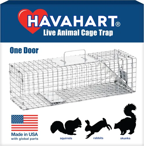 Havahart Trampa mediana para animales de captura y liberación humana de 1 puerta para conejo, mofeta, visón y ardilla, trampa de captura en vivo de