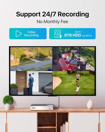 Miniatura 4 de ZOSI - Sistema de cámara de seguridad para el hogar de 8 canales 3K Lite para interiores y exteriores, detección AI de personas/vehículos, visión