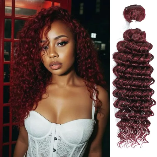 Miniatura 16 de Paquete de cabello humano virgen brasileño de 12 pulgadas, color borgoña 99j, extensiones de cabello humano virgen brasileño para mujeres