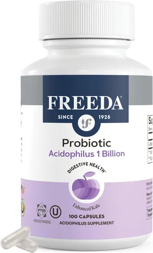 FREEDA Acidophilus Probiótico 1 mil millones de UFC – Lactobacillus Acidophilus para mujeres y hombres – Salud intestinal y apoyo digestivo –