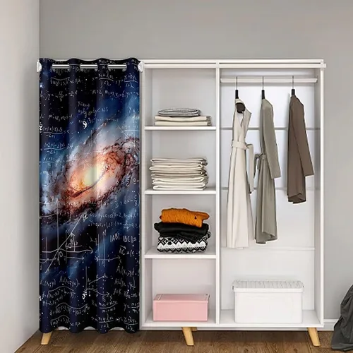 Miniatura 2 de Feelyou Cortina de puerta con ecuación matemática, privacidad, 1 panel, 34 x 80 pulgadas, espacio exterior, galaxia, 30% a 50% opaco, aislamiento