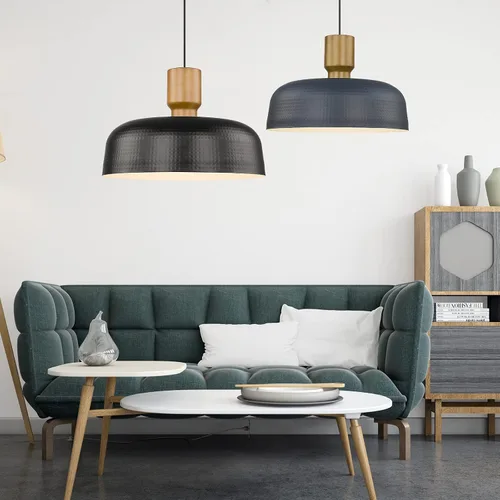Miniatura 8 de Darkaway Lámpara colgante industrial grande de 18.1 pulgadas con pantalla de metal martillado, iluminación colgante negra sobredimensionada