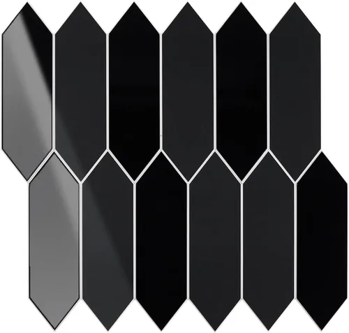 Miniatura 16 de Black Peel and Stick Backsplash Subway Tile, 12"x12", 6-Sheet Self Adhesive, Faux Ceramic, Glossy, 5.97 SQ.FT, For Kitchen Bathroom