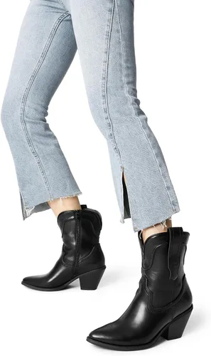 Miniatura 5 de DREAM PAIRS Botas de tobillo vaqueras para mujer, estilo occidental, botas de pantorrilla suave, tacón bajo y grueso, puntera puntiaguda, botines