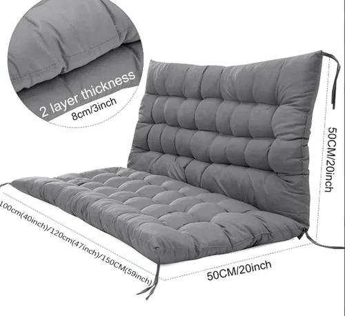 Miniatura 5 de Cojín de banco grueso con respaldo, cojín para silla columpio con lazos, cojines de repuesto para columpio al aire libre para jardín, patio, cocina