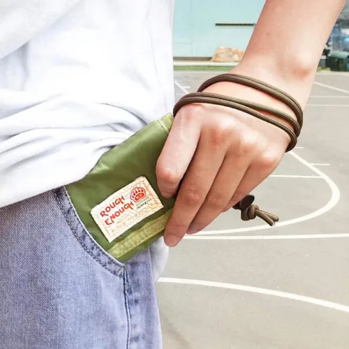 Miniatura 3 de Rough Enough - Cartera para niños con cordón para adolescentes y niños, con cremallera, monedero de nailon verde militar