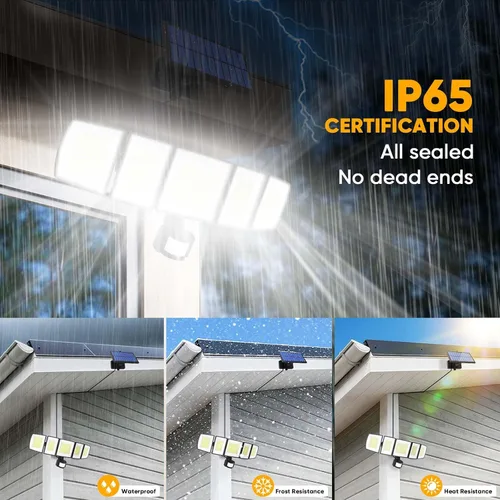 Miniatura 7 de MDCMDCM Luces solares de movimiento para exteriores, con cable de 16.4 pies, luces LED de seguridad de 3000 lm para exteriores del atardecer al