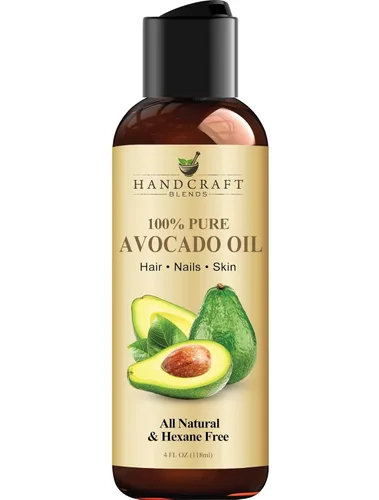 Handcraft Blends Aceite de aguacate prensado en frío, 4 onzas líquidas, 100% puro y natural, aceite portador de alta calidad para piel y cabello,
