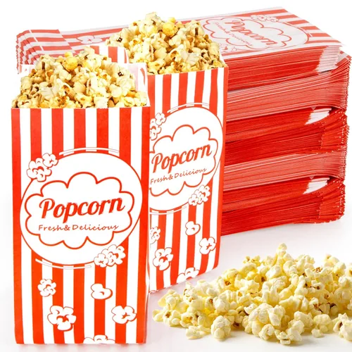 MAQIHAN 500 bolsas de palomitas de maíz de 1 onza a granel, pequeñas bolsas de papel desechables para palomitas de maíz, suministros de noche de