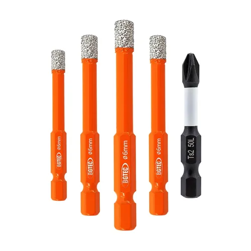 Miniatura 16 de BGTEC Juego de brocas de diamante 6 piezas - 5 mm*2+6 mm*2+8 mm con punta de destornillador PH2 para azulejos de porcelana, mármol, granito