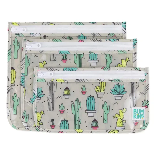 Miniatura 25 de Bumkins Bolsa de viaje, artículos de tocador, bebé, bolsa aprobada por la TSA, bolsa con cremallera, tamaño de cuarto de galón, lado transparente
