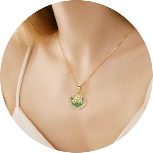 Miniatura 122 de Pressed Flower Necklace Gift for Women Personalized Handmade Necklaces Birth Flower Necklace