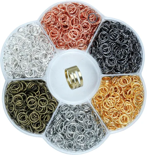Miniatura 14 de YAKA 12000 piezas de 0.118 in, caja de 6 colores, anillo de salto abierto, llavero de joyería para accesorios de fabricación de joyas, 1 herramienta