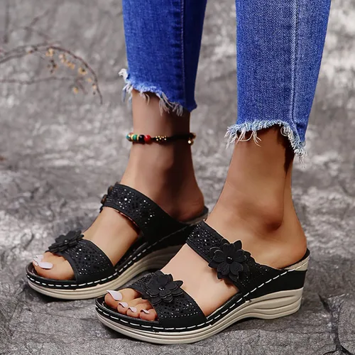 Miniatura 2 de Sandalias ortopédicas para mujer, con soporte de arco, cómodas sandalias ortopédicas para caminar, cómodas sandalias de cuña antideslizantes