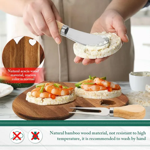 Miniatura 3 de Patelai Juego de 12 Tablas de Queso para Ducha de Soltera, Favores de Corazón, Tablas Mini de Charcutería, Cuchillos de Queso de Madera, Caja