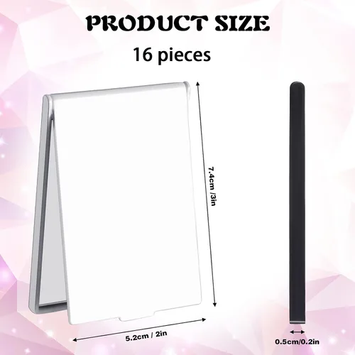 Miniatura 3 de Queekay Espejo para el hogar, 16 piezas de 2 x 3 x 0.2 pulgadas, pequeño espejo plegable de maquillaje, espejo de viaje portátil, espejo de pie