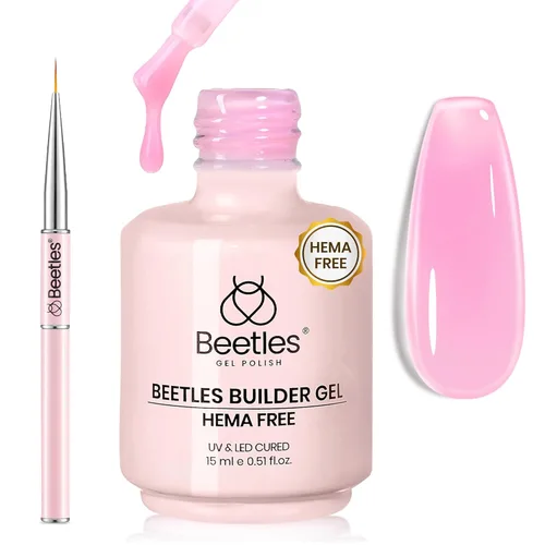 Miniatura 24 de Beetles Gel de uñas en gel de construcción 15ML, Gel fortalecedor de construcción 7 en 1, gel de uñas de extensión de uñas rosa nude translúcido