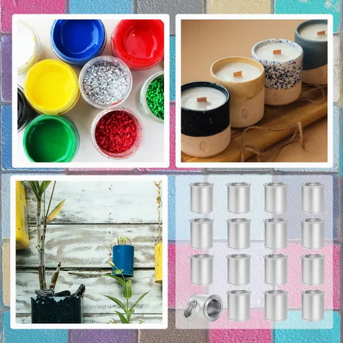 Miniatura 6 de Paquete de 16 latas de pintura de metal vacías con tapas (tamaño de 1/4 de pinta), contenedores de pintura de retoque de capacidad de 1/2 taza