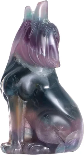 Miniatura 13 de Artistone Estatua de lobo de obsidiana negra de 2 pulgadas, adorno para decoración del hogar, escultura de animales de cristal curativo con caja