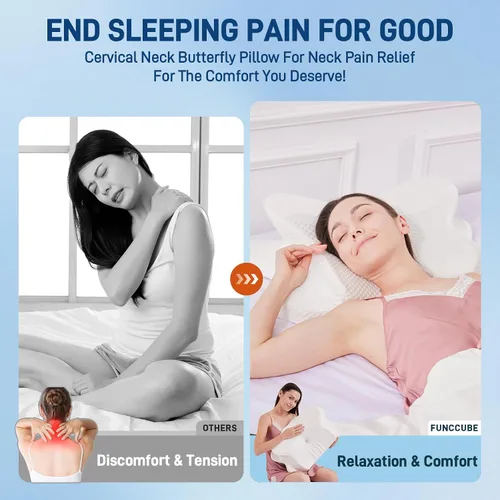 Miniatura 2 de Almohada cervical para el cuello – Almohada de espuma viscoelástica para aliviar el dolor de dormir, almohadas ergonómicas de contorno para dormir