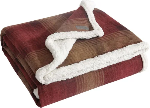 Miniatura 5 de Eddie Bauer - Manta, ropa de cama reversible de sherpa súper suave y forro polar cepillado, mantas ideales para sofá, diseño de hogar a cuadros