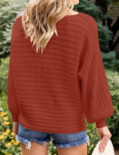 Miniatura 8 de ZESICA Suéter holgado de manga larga con cuello redondo para mujer estilo casual de otoño