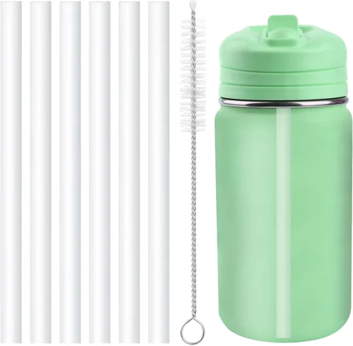 Pajitas de repuesto compatibles con Hydrapeak Mini de 14 onzas, piezas de repuesto para botellas de agua para niños, paquete de 6 popotes y 1
