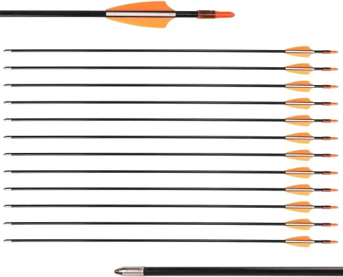 Miniatura 6 de LWANO Flechas de fibra de vidrio de 28" - Flechas de práctica de arquería con puntas rombas y eje duradero para niños, jóvenes, principiantes