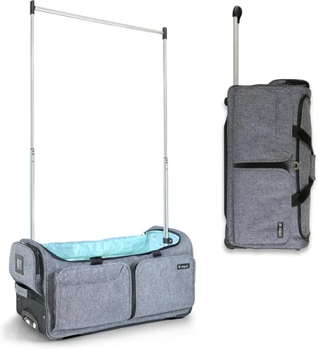 Mavii Perchero de ropa de lona con ruedas de 28 pulgadas, bolsa plegable de viaje, perchero de viaje, equipaje vertical, opciones de color, Gris
