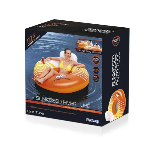 Miniatura 4 de Bestway 43399E Hydro-Force Sunkissed - Flotador inflable de PVC con cierre de PVC y soporte para tazas, naranja y amarillo
