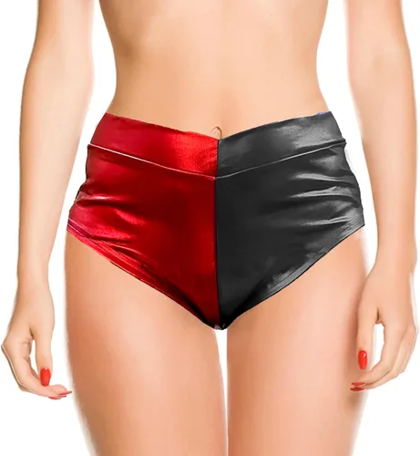 Miniatura 2 de Pantalones cortos metálicos brillantes de cintura baja elástica para rave, pantalones cortos de baile, pantalones calientes para mujeres y niñas