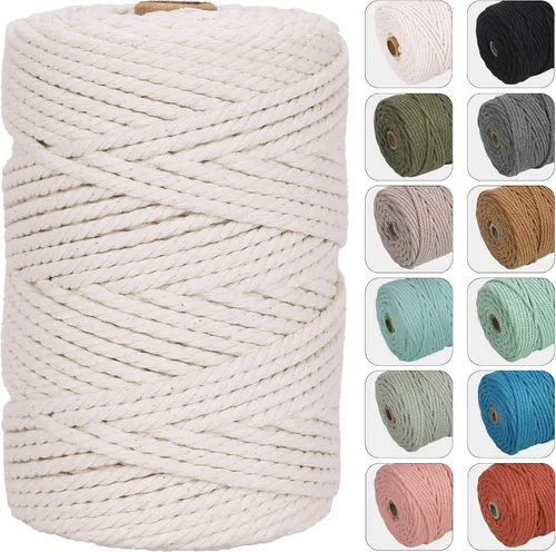 NOANTA Cuerda de macramé de 109 yardas de 109 yardas, cuerda de algodón de color natural para colgar en la pared, ganchos de plantas, manualidades,